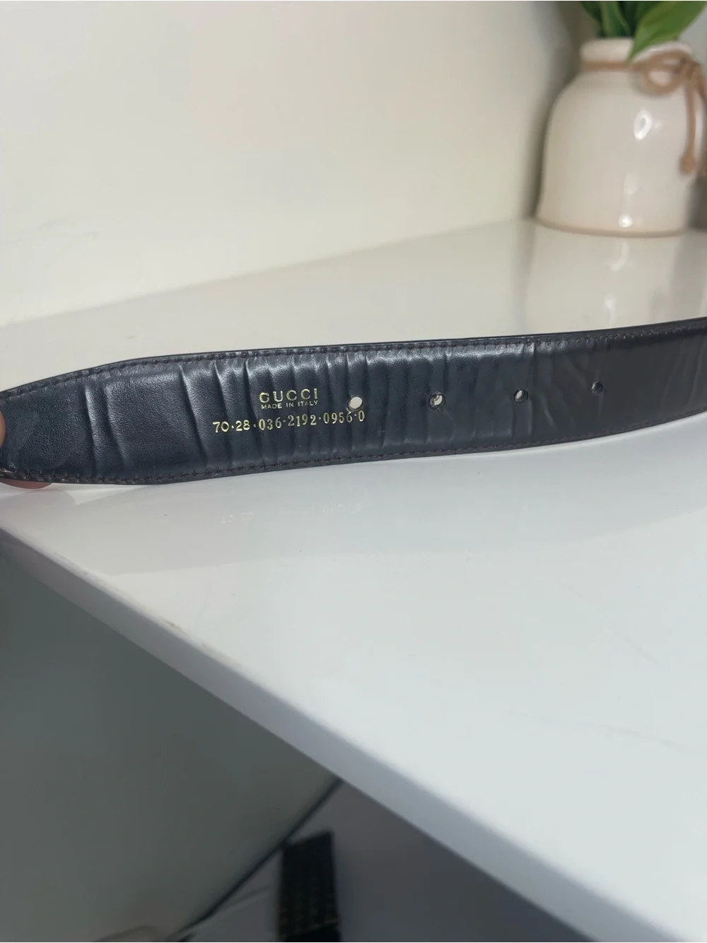 Gucci Black Leather Belt with Gold G Buckle